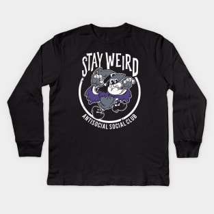 Stay Weird - Antisocial Social Club - Creepy Cute Rubberhose Witch Kids Long Sleeve T-Shirt